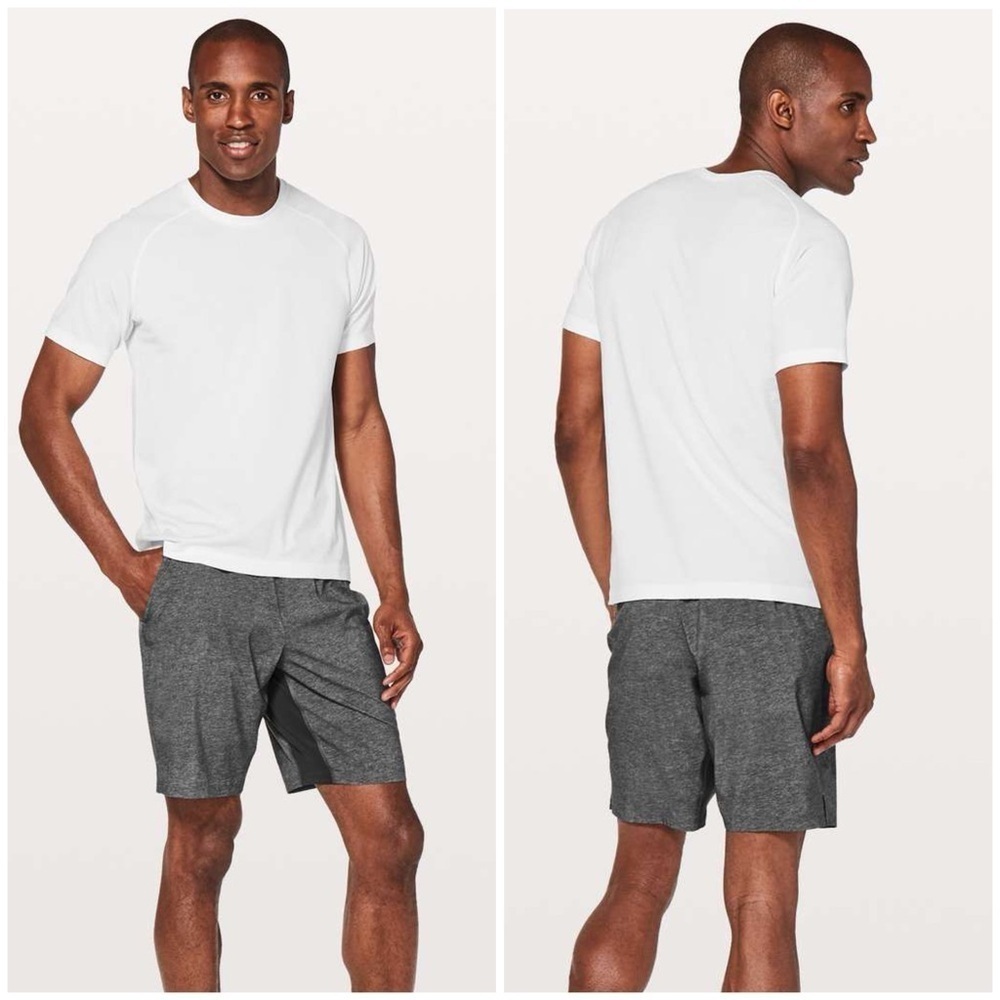 Lululemon T.H.E. Short *Linerless 9" Heathered Texture Printed Greyt Deep Coal